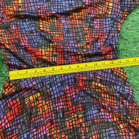 Vintage 70's Ike Clark Slinky Geometric Print Fit and Flare Dress - Picture 10 of 12